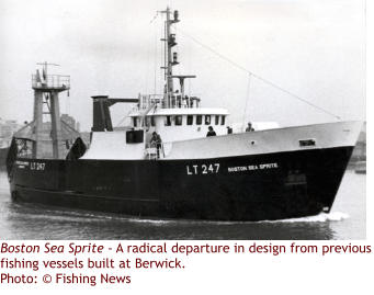 Boston Sea Sprite - A radical departure in design from previous fishing vessels built at Berwick. Photo: © Fishing News
