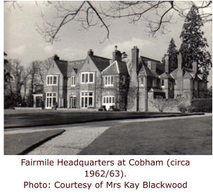 Fairmile Headquarters at Cobham (circa 1962/63).Photo: Courtesy of Mrs Kay Blackwood