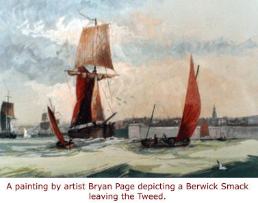 A painting by artist Bryan Page depicting a Berwick Smack leaving the Tweed.